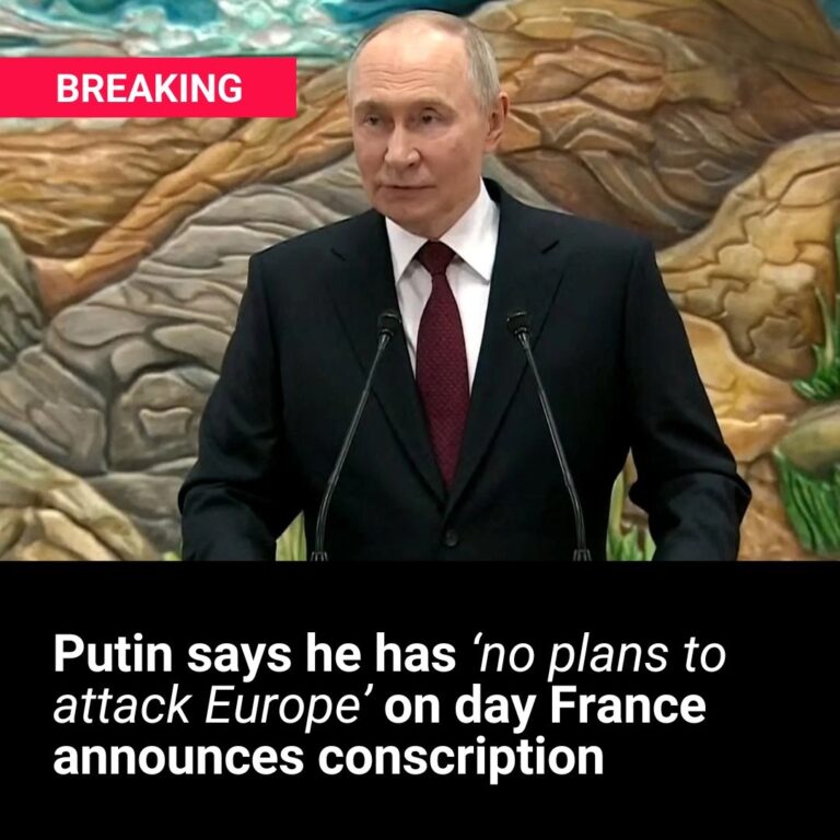 Putin says he has ‘no plans to attack Europe’ on day France announces conscription