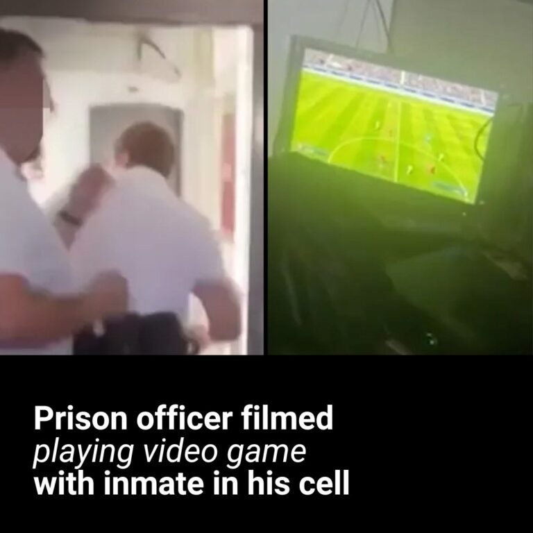 Prison officer filmed playing video game with inmate in his cell