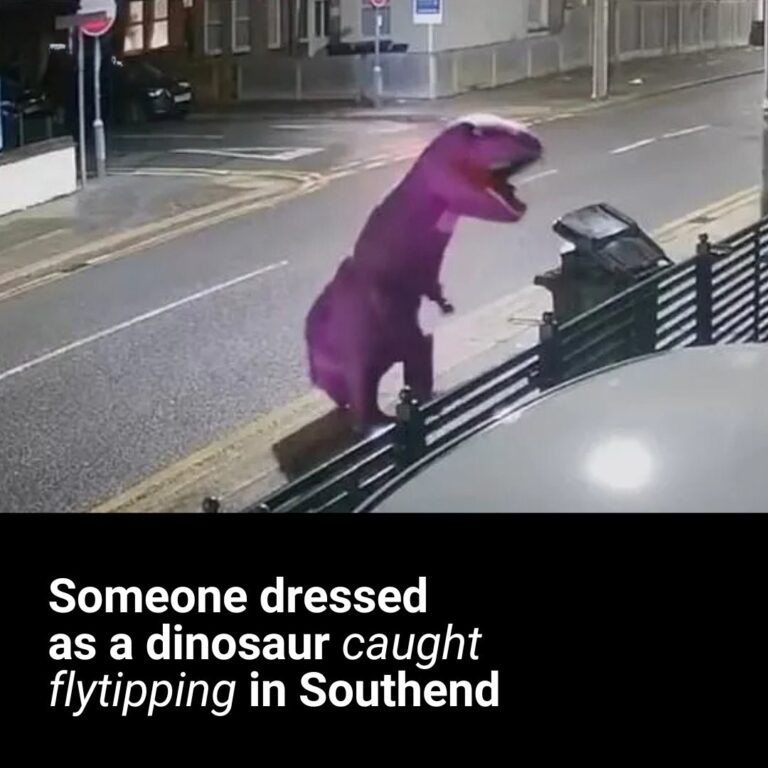 Trashy ‘T-Rex’ caught leaving a Jurassic dump on CCTV
