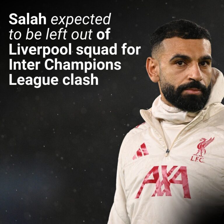 Mohamed Salah left out of Liverpool squad for Inter Champions League clash