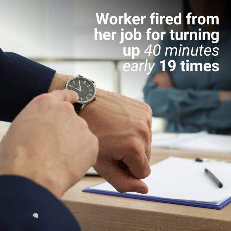 Worker fired from her job for turning up 40 minutes early