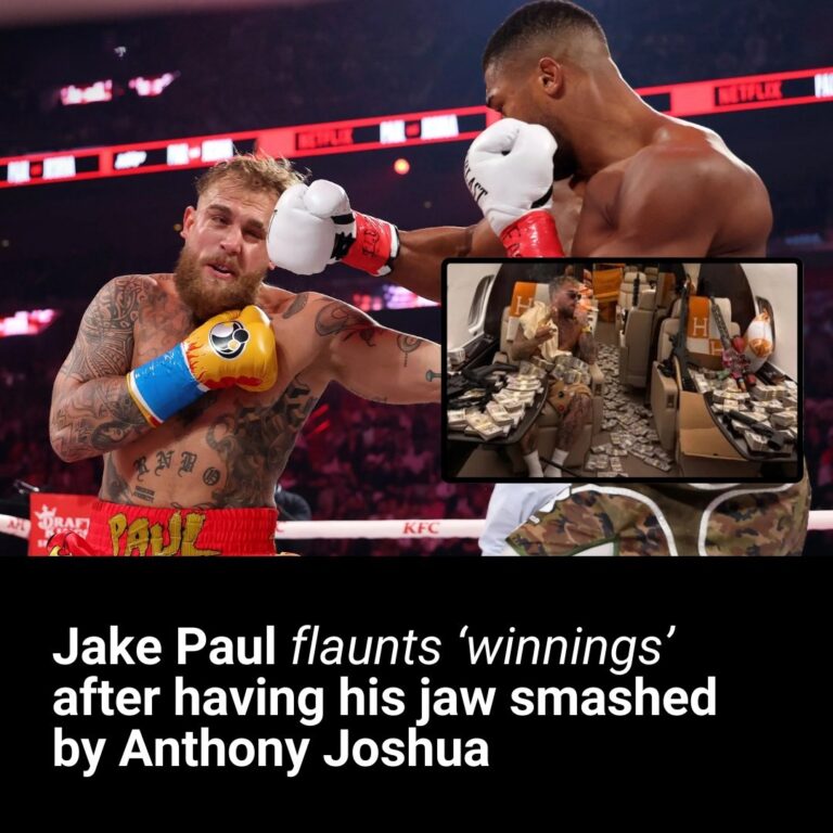 Jake Paul flaunts ‘winnings’ after having jaw smashed by Anthony Joshua