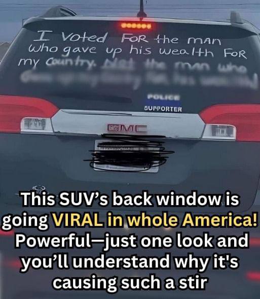 “The Message on the Back Window of This SUV Causes Strong Reactions!”