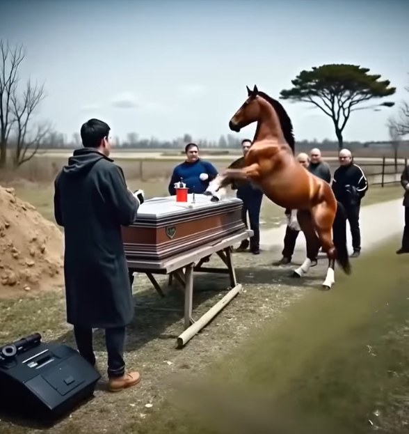 As we buried my husband, his horse knocked the coffin lid loose!