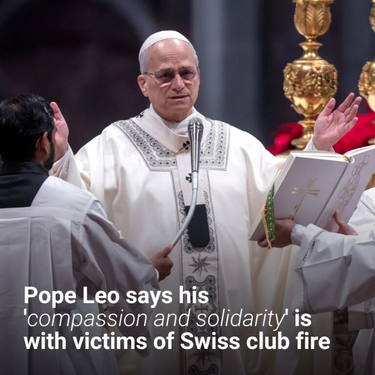 Pope Leo says his ‘compassion and solidarity’ is with victims of Swiss nightclub fire