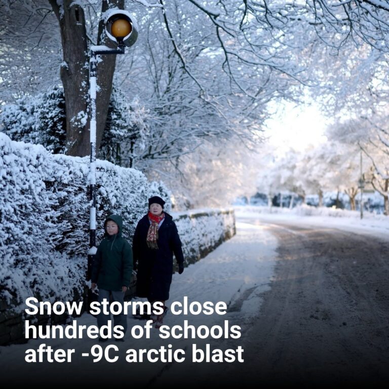 Snow storms close hundreds of schools after -9°C arctic blast