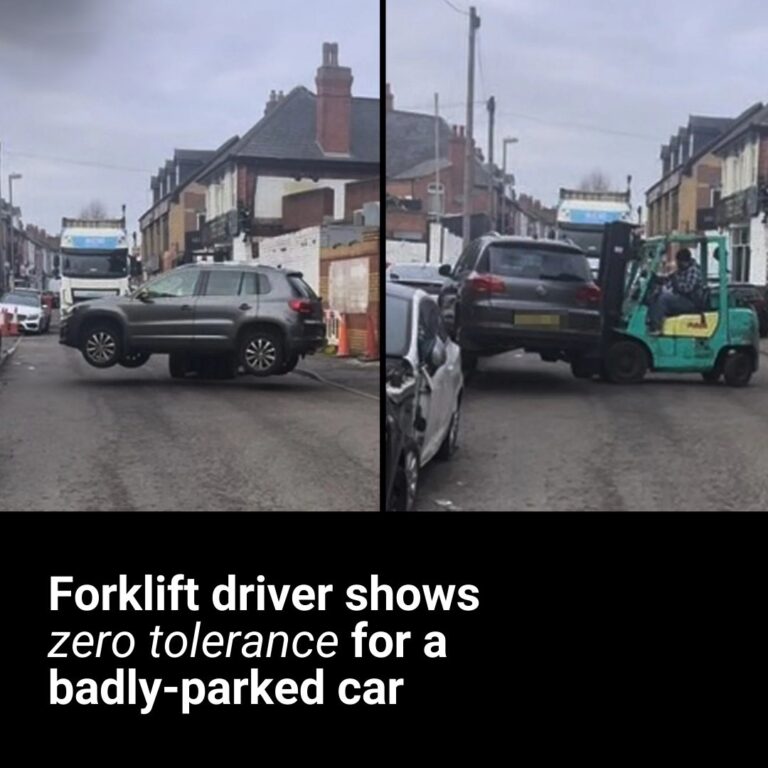 Forklift driver finds innovative way to deal with badly parked car