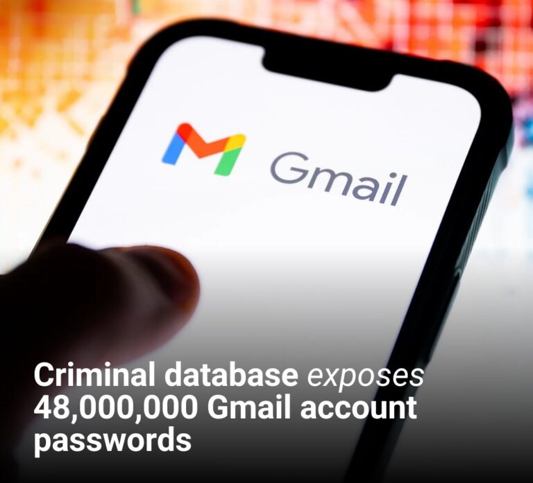 Criminal database exposes 48,000,000 Gmail passwords in databrach