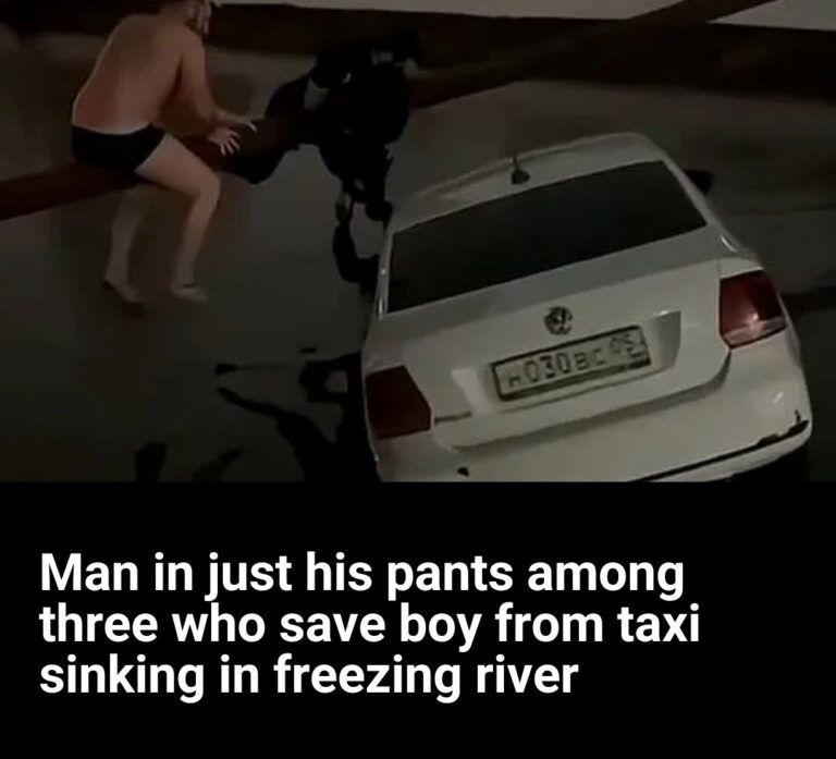 Man in just his pants among three who save boy from taxi sinking in freezing river