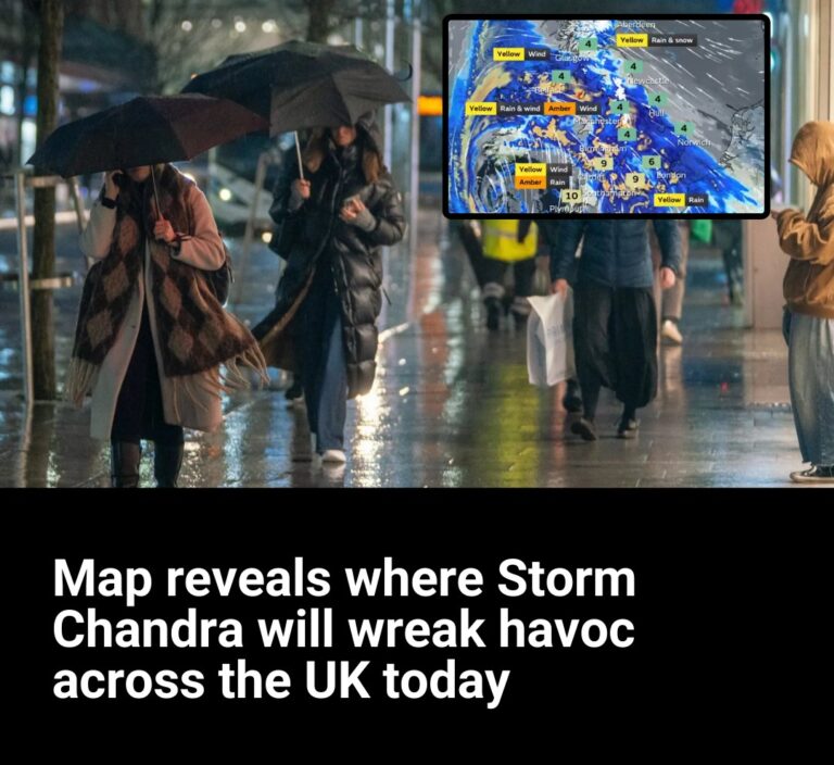 Map reveals where Storm Chandra will wreak havoc across the UK today