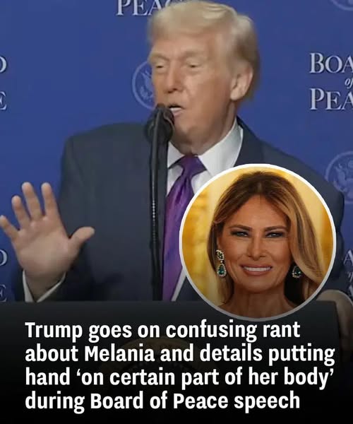 Trump goes on confusing rant about Melania and details putting hand ‘on certain part of her body’ during Board of Peace speech